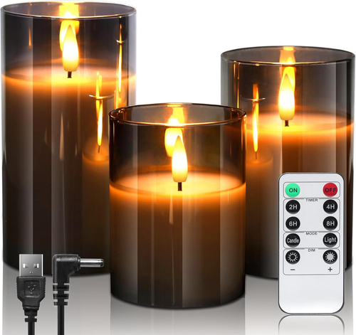 Candele a LED Ricaricabili Con Telecomando E Timer, Candele Elettriche a LED Tre - Foto 12 di 12