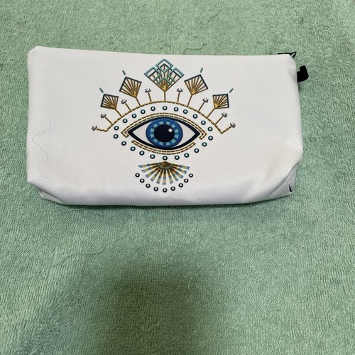 Evil Eye Cosmetic Bag White 9 inch By 5 Inch New No Tags - Picture 5 of 5