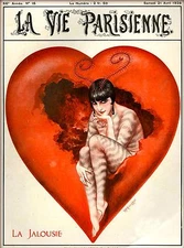 1928 La Vie Parisienne La Jalousie French France Travel Advertisemnt Poster 