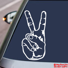 PEACE SIGN Vinyl Decal Sticker Car Window Wall Bumper HAND SYMBOL ONE LOVE JDM