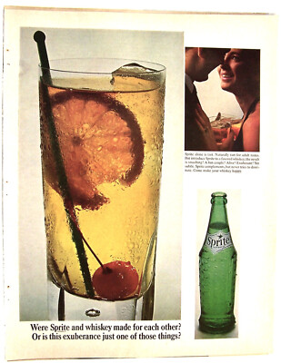 Coke Coca Cola Vintage Soda Pop ad Sprite & whiskey made for each other