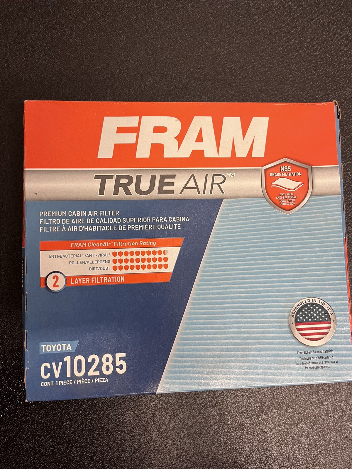FRAM CV10285 True Air Premium Cabin Air Filter with N95 Grade Filter