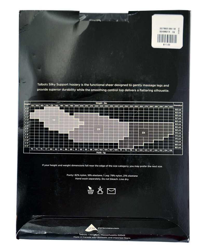 Pantimedias Talbots SILKY SUPPORT Control Top Puntera Transparente Talla A, B, C, 1X, 2X ~ NUEVAS Foto 2 de 4