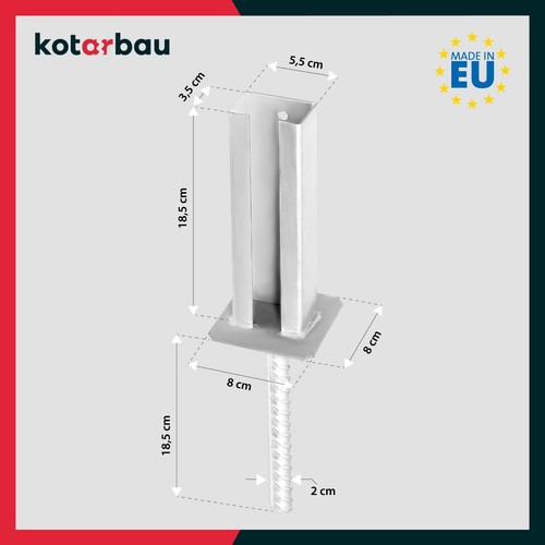 Soporte de poste KOTARBAU® para hormigonado para postes de valla manguito de ... - Imagen 13 de 28