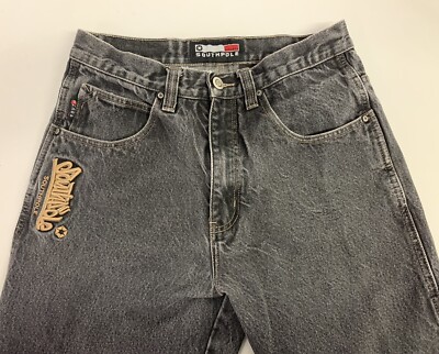 Rare South Pole Gray Dark Jeans Embroidered Size 32W X 33L Skater