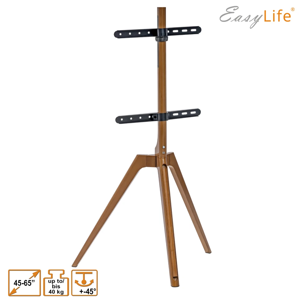 EasyLife Tripod Holz TV-Stativ 45-65", Schwenkbar & Höhenverstellbar in Nussbaum - Bild 4 von 4