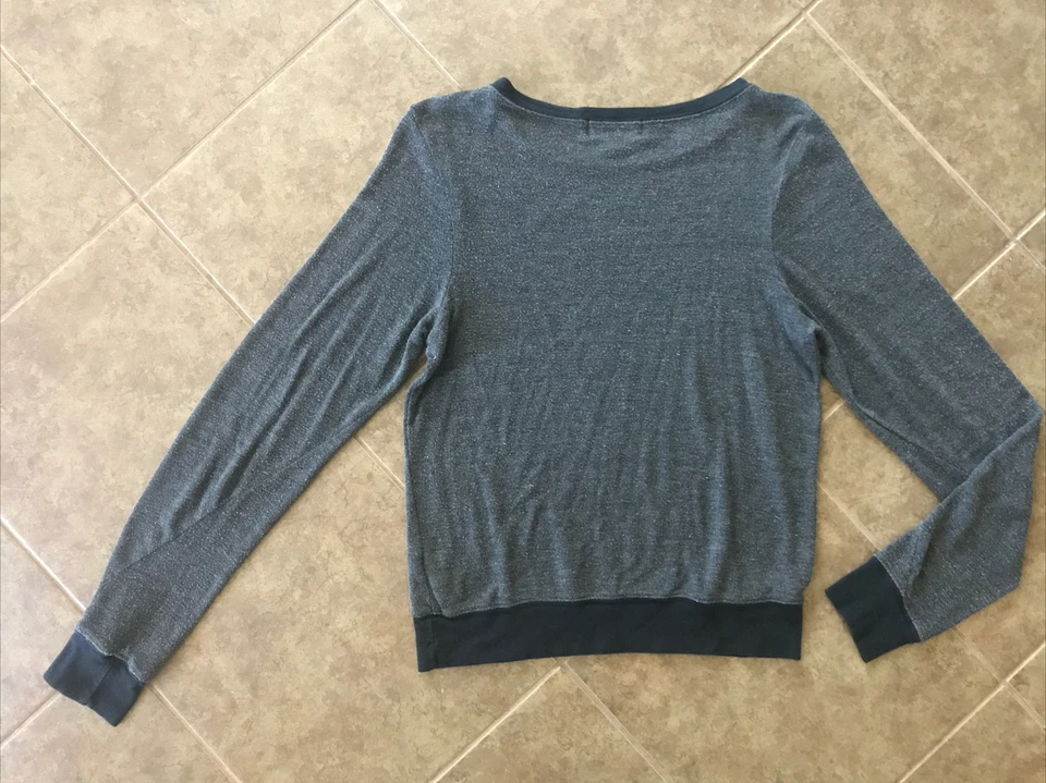 Camisa Wildfox EE. UU. Águila Patriótica Gráfica Mujer Manga Larga Negra Gris Talla Pequeña Foto 2 de 4