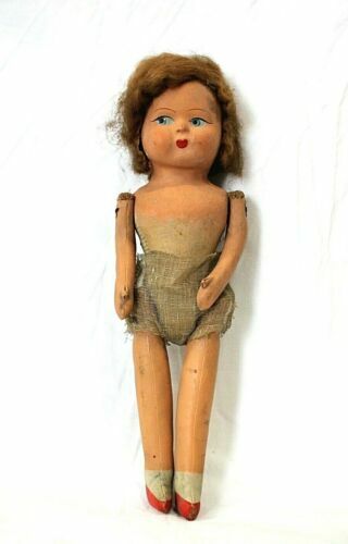 Mannequin Poupée Ancienne En Bakélite – Yeux En Verre – Vintage Italie Années 50