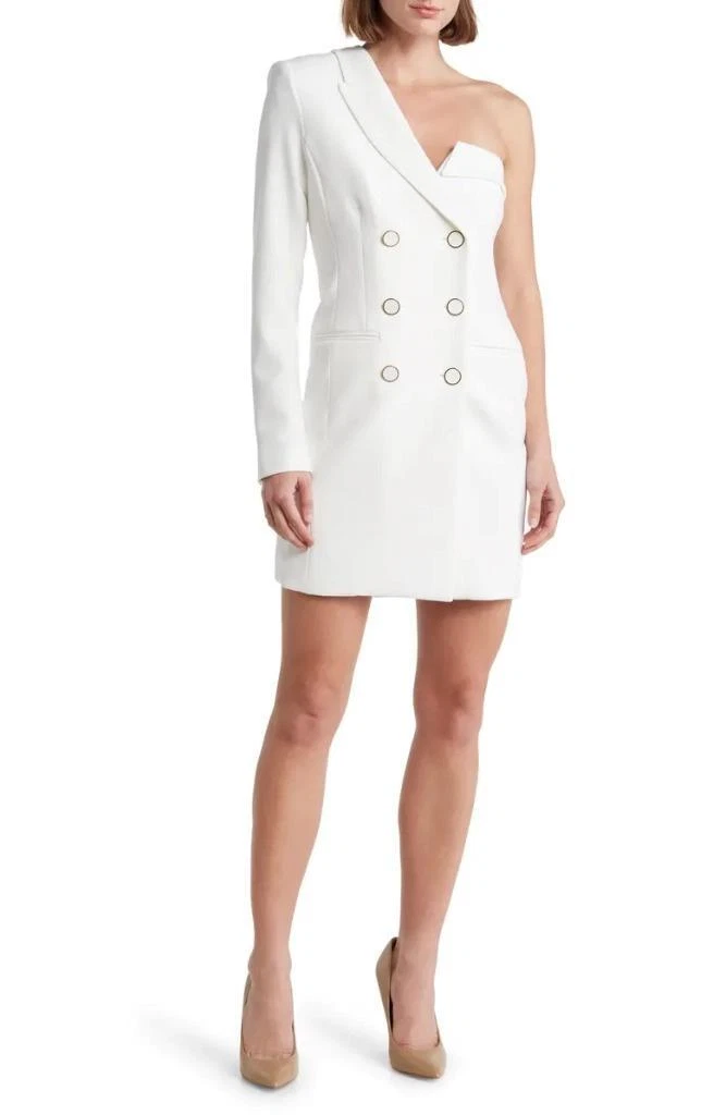 OFF WHITE Abito blazer a una spalla VERONICA BEARD Middleton $748 bianco sporco taglia 2
