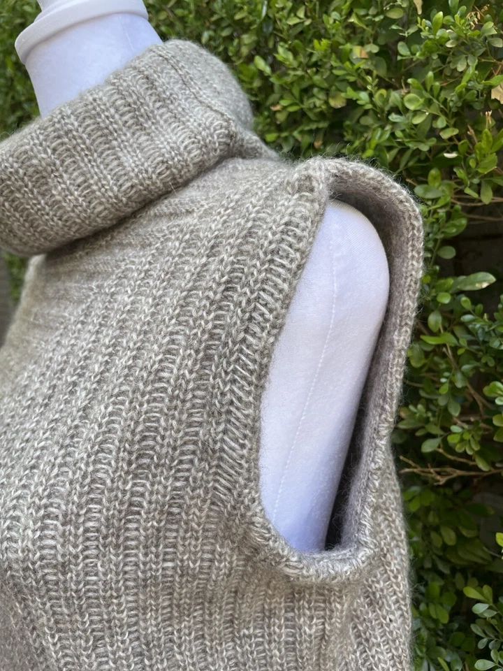 Suéter Top Tejido Chaleco Gris Marrón Talla P Theory Beylor T Caresse Mohair Yak Cuello Alto Foto 3 de 4