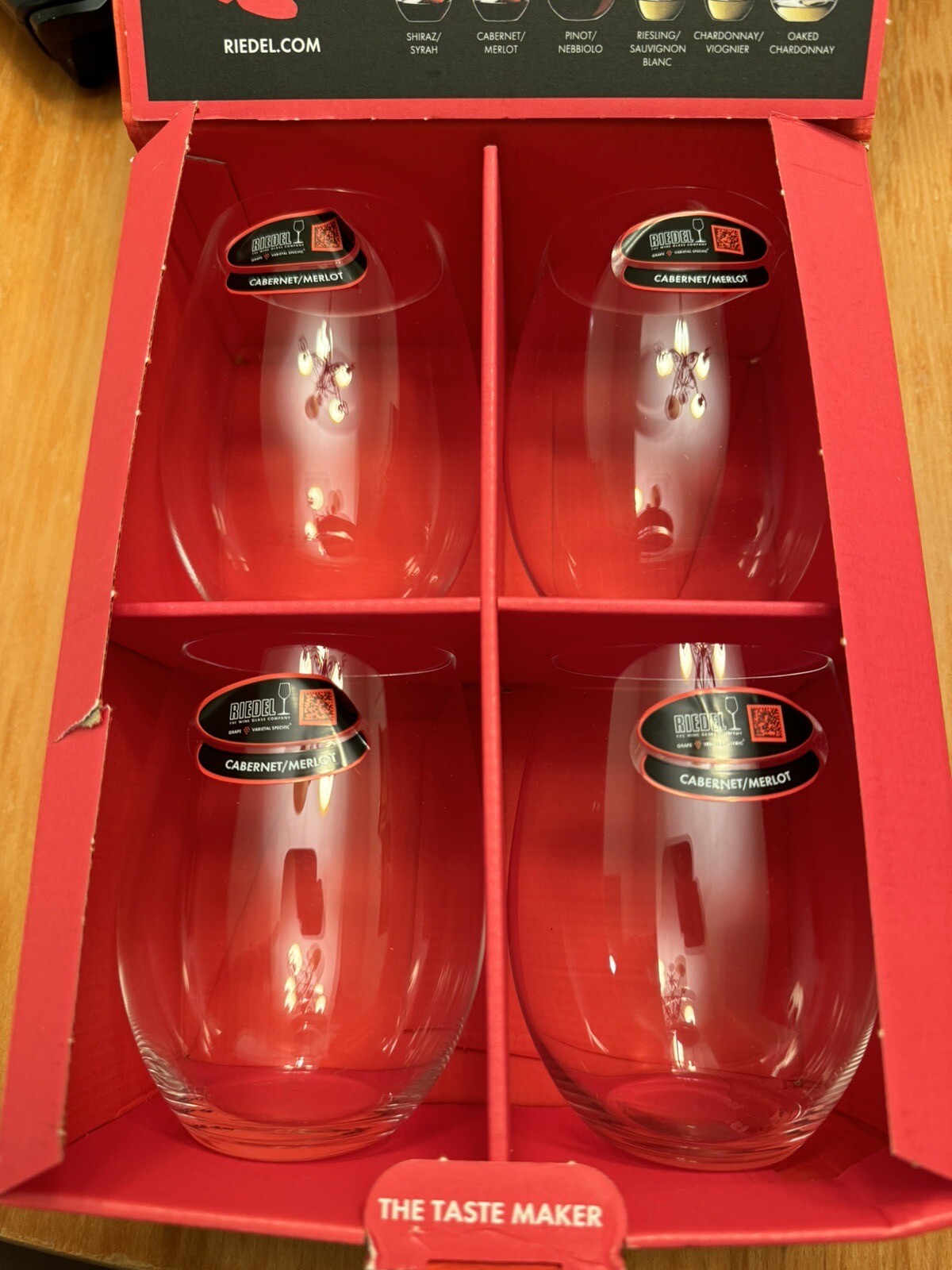 RIEDEL The O Wine Tumbler Wine Glasses, 37/8” Set of 4, Dishwasher