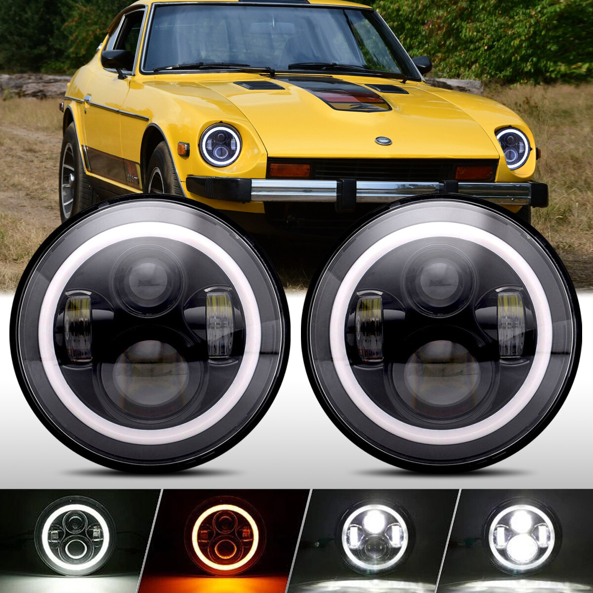 DOT 7" LED Halo Headlights Angel Eye for Datsun 240Z 260Z 280Z 280ZX