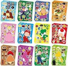 36PCS Mario Make a Face Stickers, DIY Mario Party Supplies Favors Make Your O...