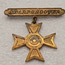 WWI Army National Guard Sharpshooter Badge ~ Antique Original Pin Back 
