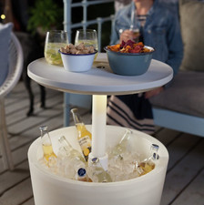 Keter Cool Bar 30L Ice Chest Table Outdoor Patio Party Cooler white-Grey inside