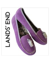 LAND'S END Size 6W Purple SUEDE TASSELED SLIP-ON MOCCASINS LOAFERS DRIVING SHOES