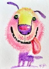ACEO dog watercolor  by the author original 3,5