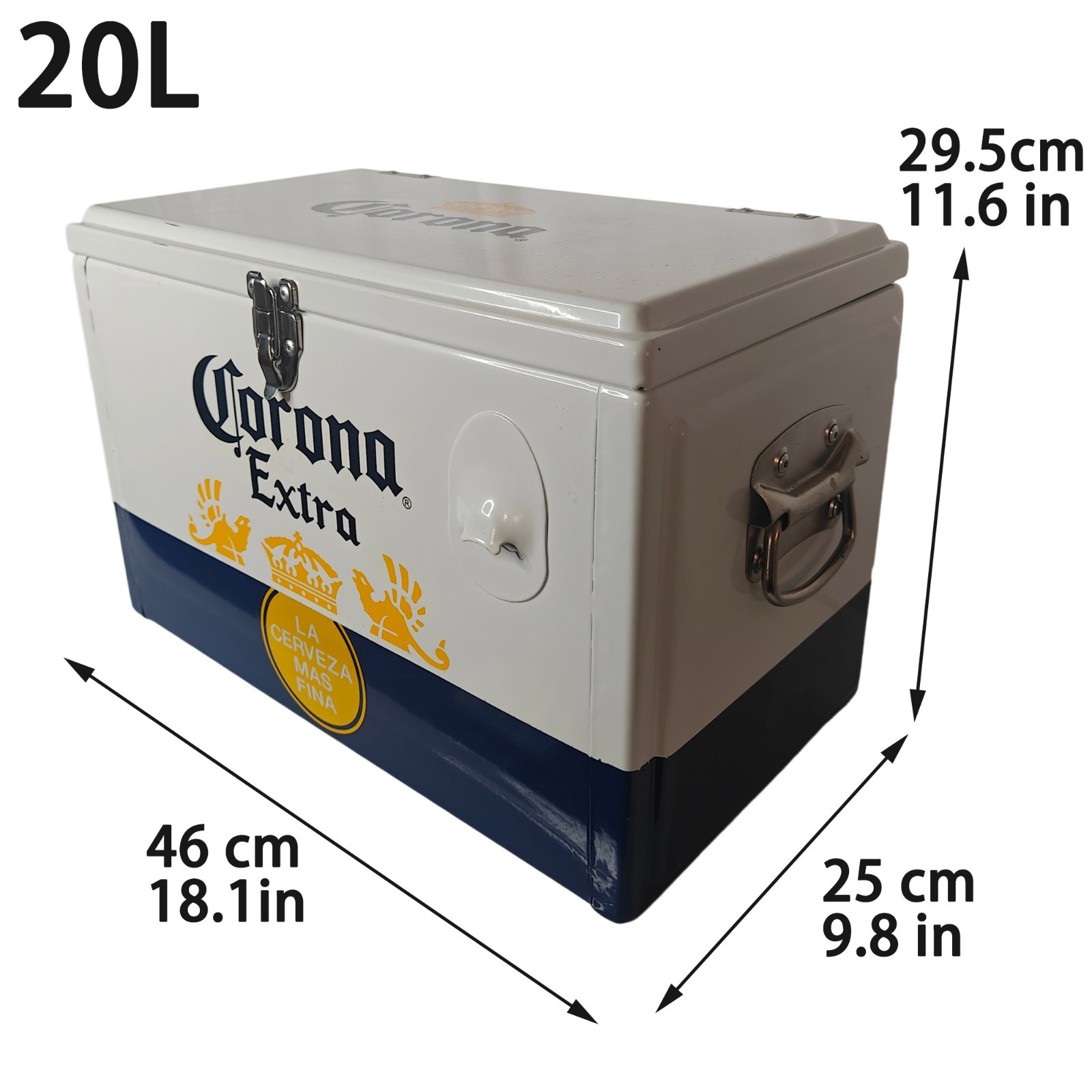 Corona 20L Beach-Ready Cooler - Insulated Metal Ice Chest for Seaside Picnics