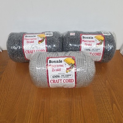 Lot Of 3 Pepperell Bonnie Macrame Braid 6mm 100 Yards 1 Shadow & 2 Slate
