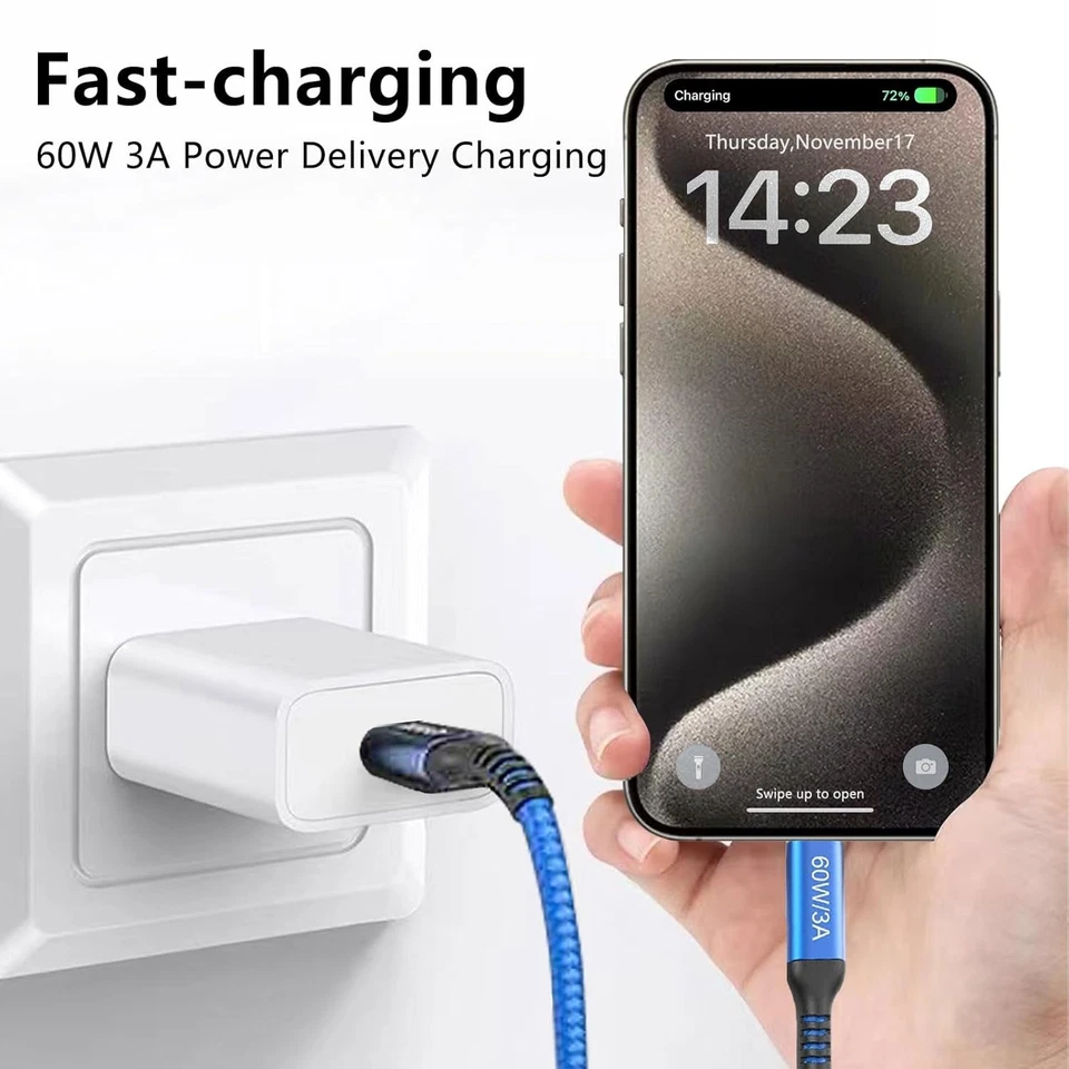 15ft USB C to USB C Cable Long [2 Pack] Awnuwuy 60W Type C Charger Super Fast... - Image 3 of 4