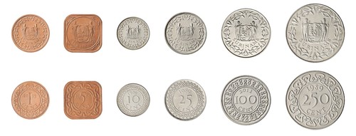 Suriname 1-250 Cents 6 Pieces Set, 1987-2021, KM #11b-24a, Mint