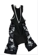 Men's Grey Camouflage Cycling Bib Shorts, Black And Camouflage Sz M