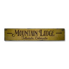 Mountain Lodge Arrow, Custom Ski - Rustic Distressed Wood Sign