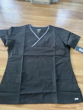 New Medium Core by Maevn 1026 Core V-Neck Scrub Black Gray Trim