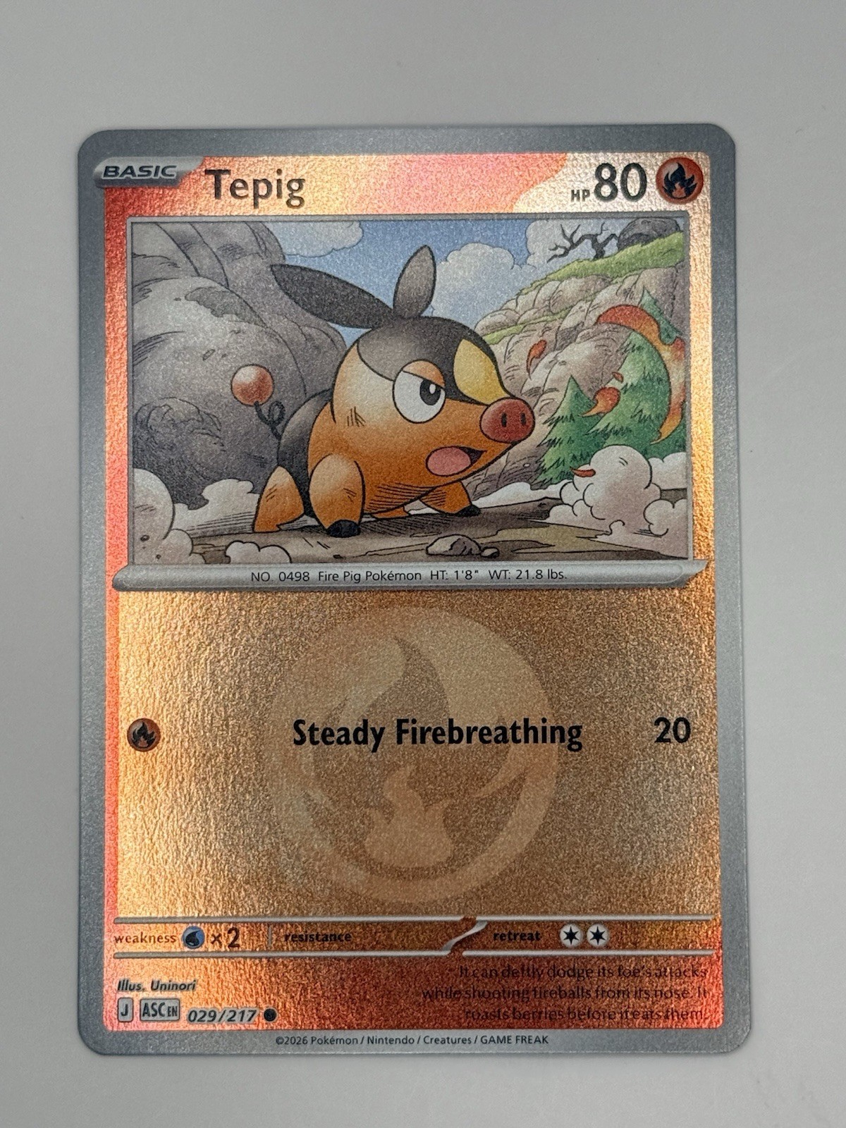 Pokemon TCG Tepig 29/217 Ascended Heroes ME2.5 Fire Energy Reverse Holo NM