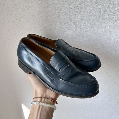 JM Weston 180 Penny Loafers Leather Shoes Blue Size 6E | eBay