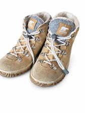 Sorel Youth Out N About Conquest Waterproof Boots Kids Size 4 Gray Tan NY3901