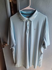 Callaway Golf Polo Shirt Men XL Blue Geometric Allover Print Opti-Dri Stretch 10