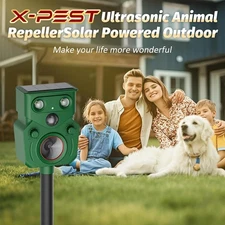 1PCS Solar Animal Repeller - Ultrasonic Waterproof Deterrent for Home Yard