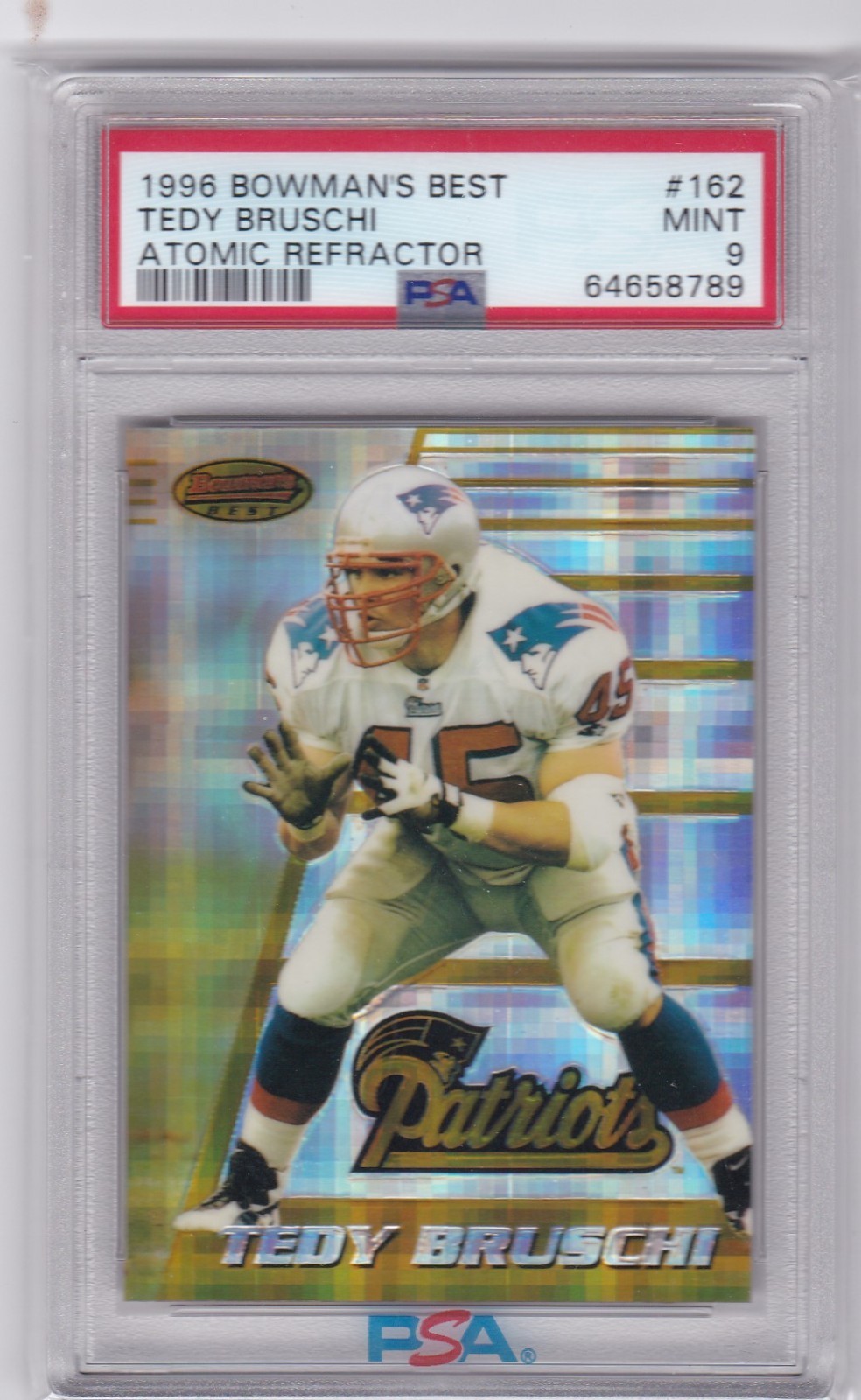 Tedy Bruschi 1996 Bowman's Best Rookie Atomic Refractor 162 PSA 9  MINT Patriots