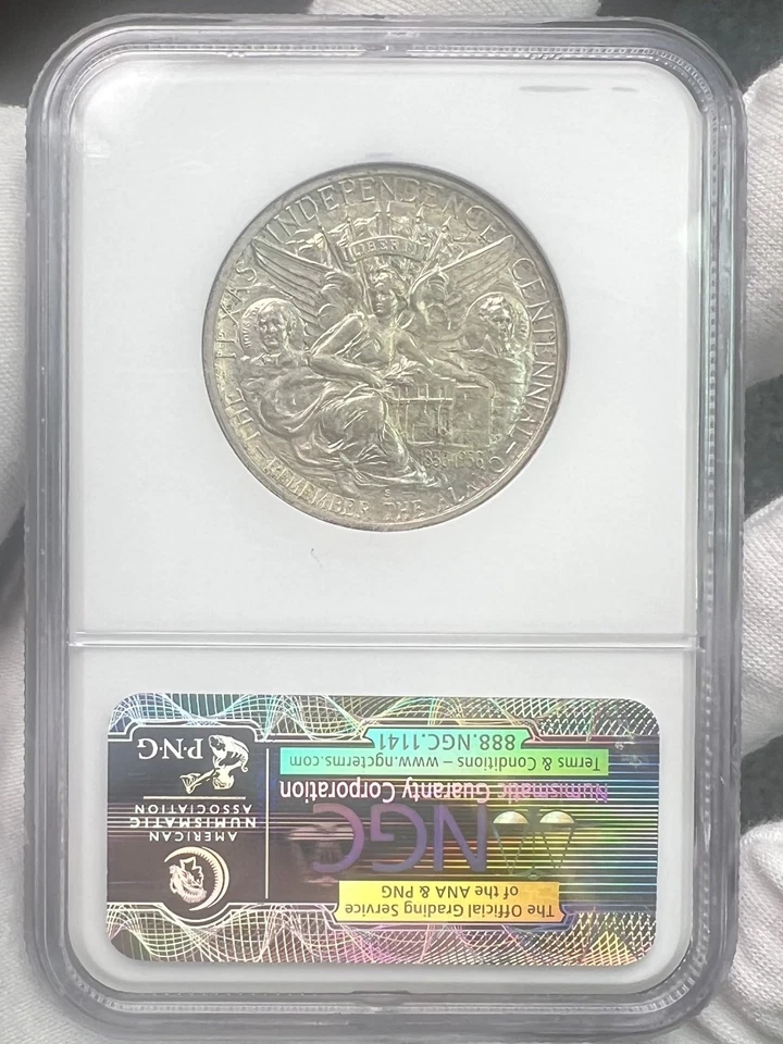 1938-S Texas Centennial Commemorative Silver Half Dollar .50c Coin NGC MS64 - Image 3 of 4
