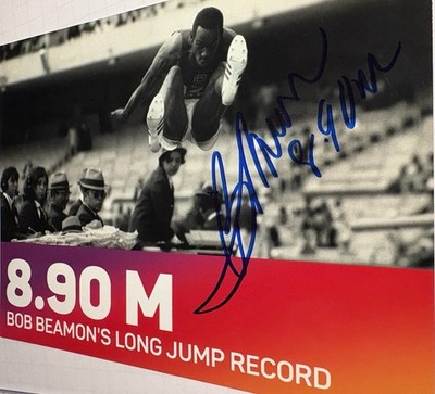 Bob Beamon signiert Karte Olympia Gold 1968 Autogramm Unterschrift Signed Orig.