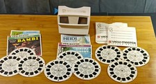 VTG 70's GAF View Master Red White W/Heidi Bambi  3 Others.  READ All Tested