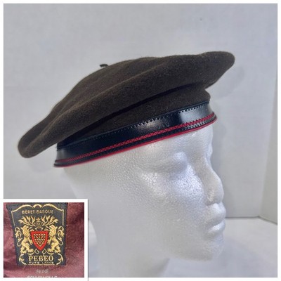 Vintage Beret Basque Pebeo Waterproof Pure Wool Black Made in France