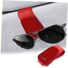 Sunglass Holder for Car Sun Visor,Magnetic Leather Sunglasses Hanger,Glass Red