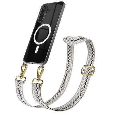 MagSafe Handyhülle für Samsung Galaxy A37 Muster Schnur Band breit Blau / Gold