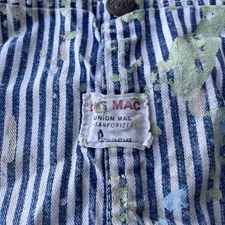 Vtg 50s Big Mac Square Bak Hickory Striped Bib Overalls Sanforized Penney’s 38