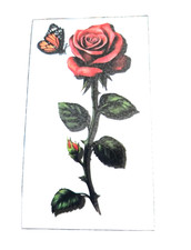 Red Rose Butterfly Temporary Waterproof Tattoo 4 in Floral Nature