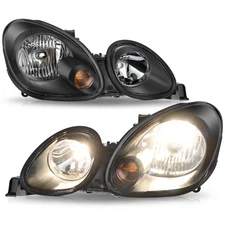 Headlights For 1998-2005 Lexus GS300 GS400 GS430 Black Halogen Chrome pair LH+RH