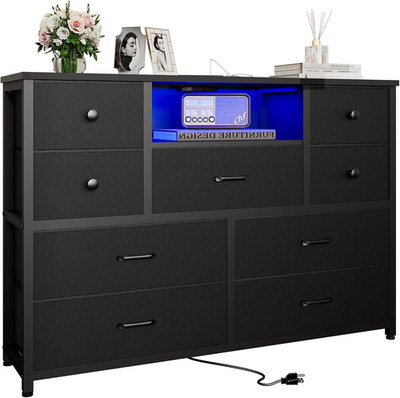 Stylish 9-Drawer Dresser with LED Lights for Bedroom, Living Room & Kids Room