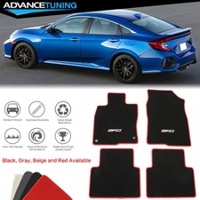 Black Nylon Floor Mats For 16-21 Honda Civic Hatch Custom Fit Red Edge Fc Logo Black Nylon Floor Mats For 16-21 Honda Civic Hatch Custom Fit Red Edge Fc Logo