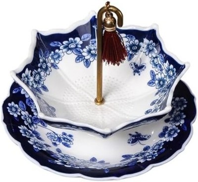 Blue and White Porcelain Tea Strainer Umbrella Shape Teaware Tea Table Decor