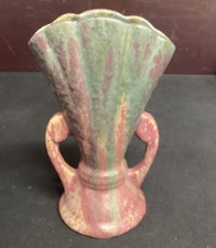 Art Deco Vintage Fluted Pottery Vase. Mid Century, Possibly Hull Or Roseville