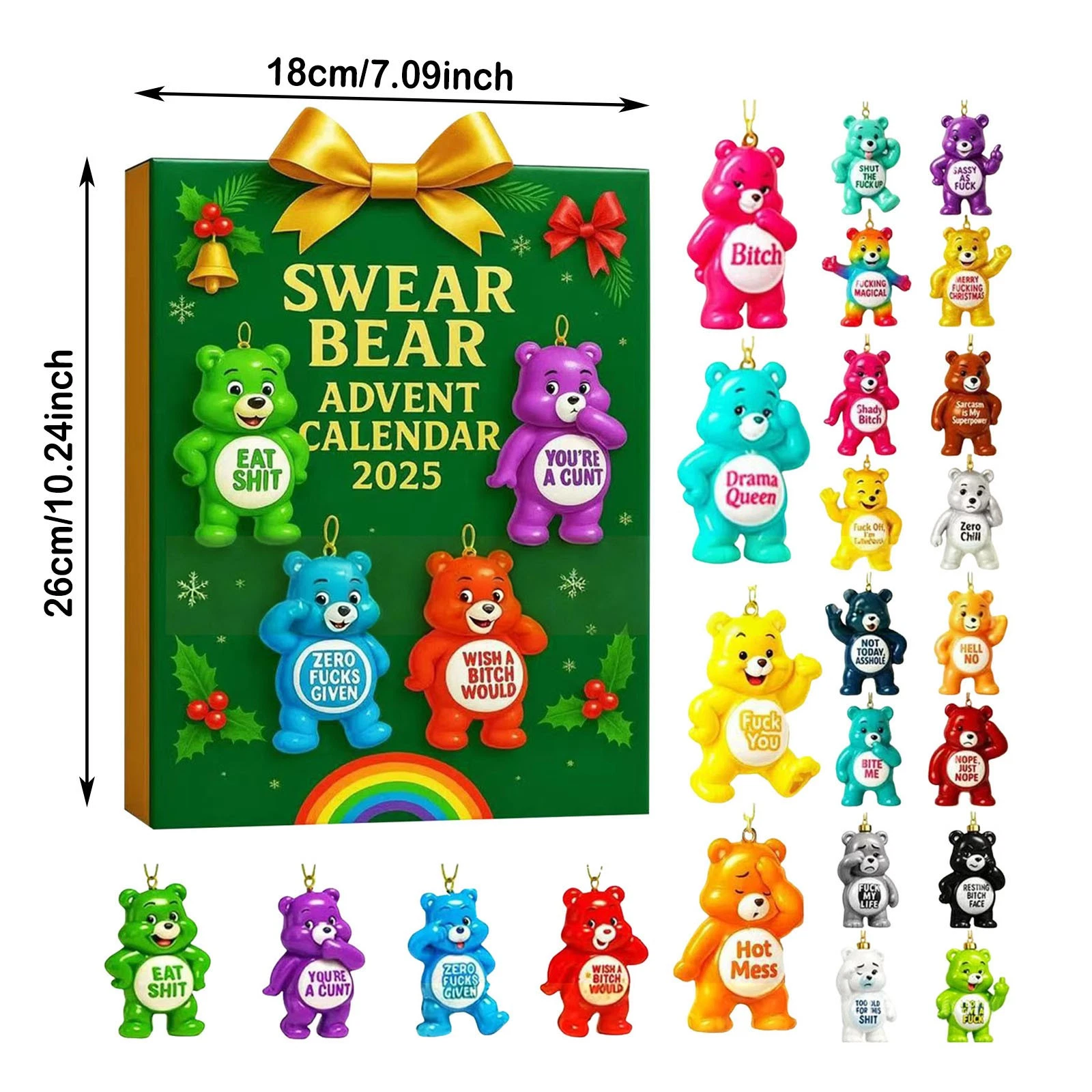 Swear Bear Theme Advent Calendar 24Pcs Bears Blind Boxes 2025 Countdown Sets