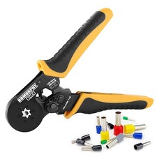 Ferrule Crimping Tool Kit with Wire Connectors, AWG24-8 Sawtooth Self-Adjusta...