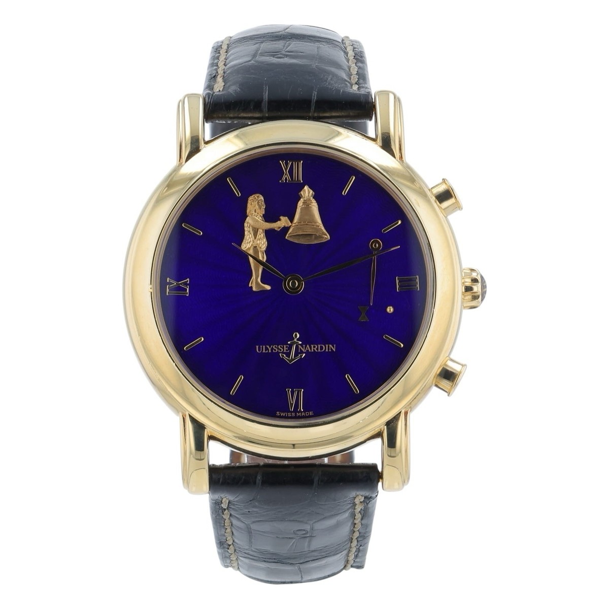 Ulysse Nardin San Hourstriker 18k Yellow Gold Blue Dial 40mm